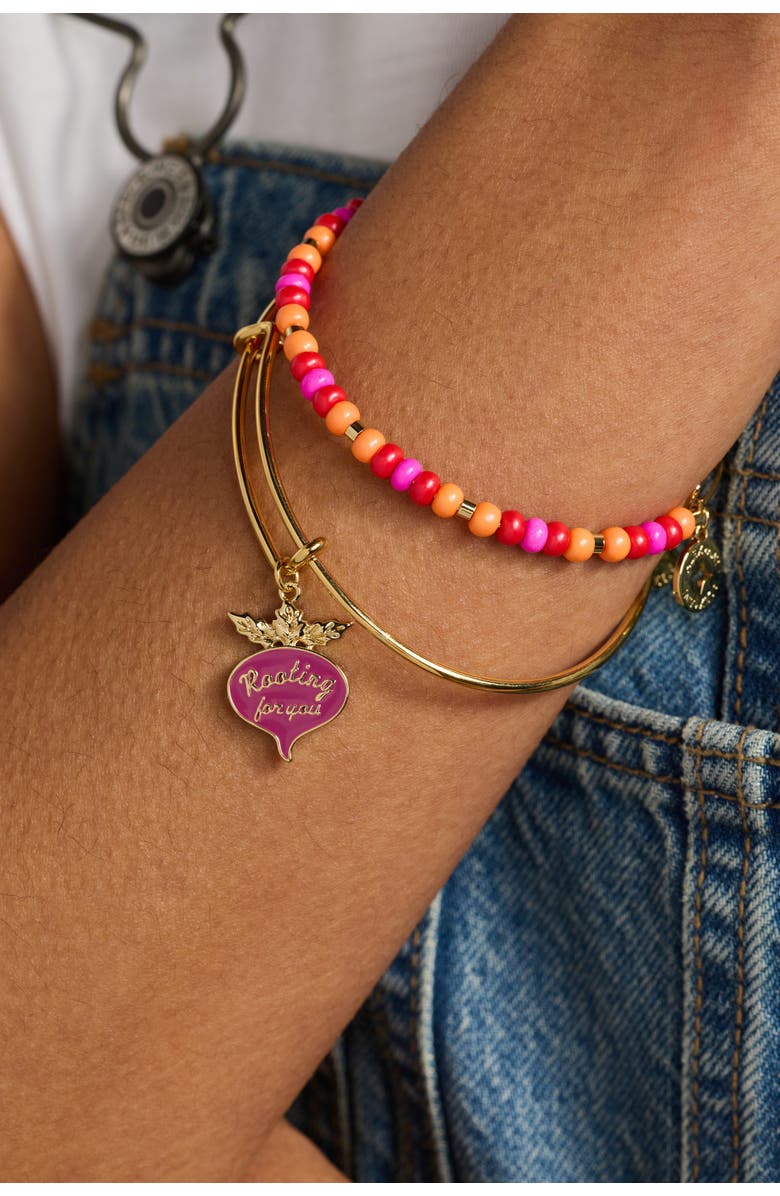 Alex and Ani Farmers' Market Beaded Charm Bangle, Alternate, color, Gold