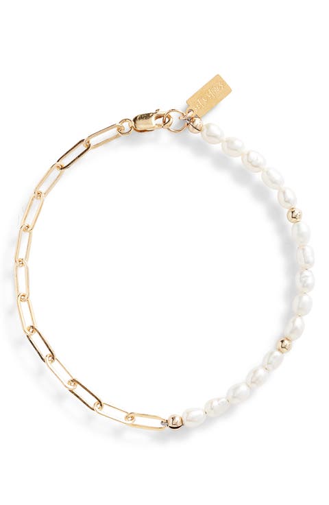 Simone Freshwater Pearl & Paper Clip Chain Bracelet