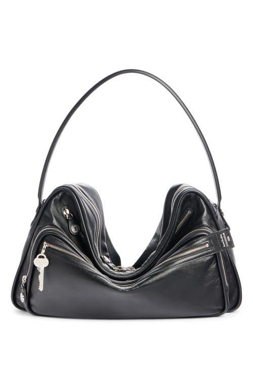 Acne Studios Medium Camero Leather Shoulder Bag In Black