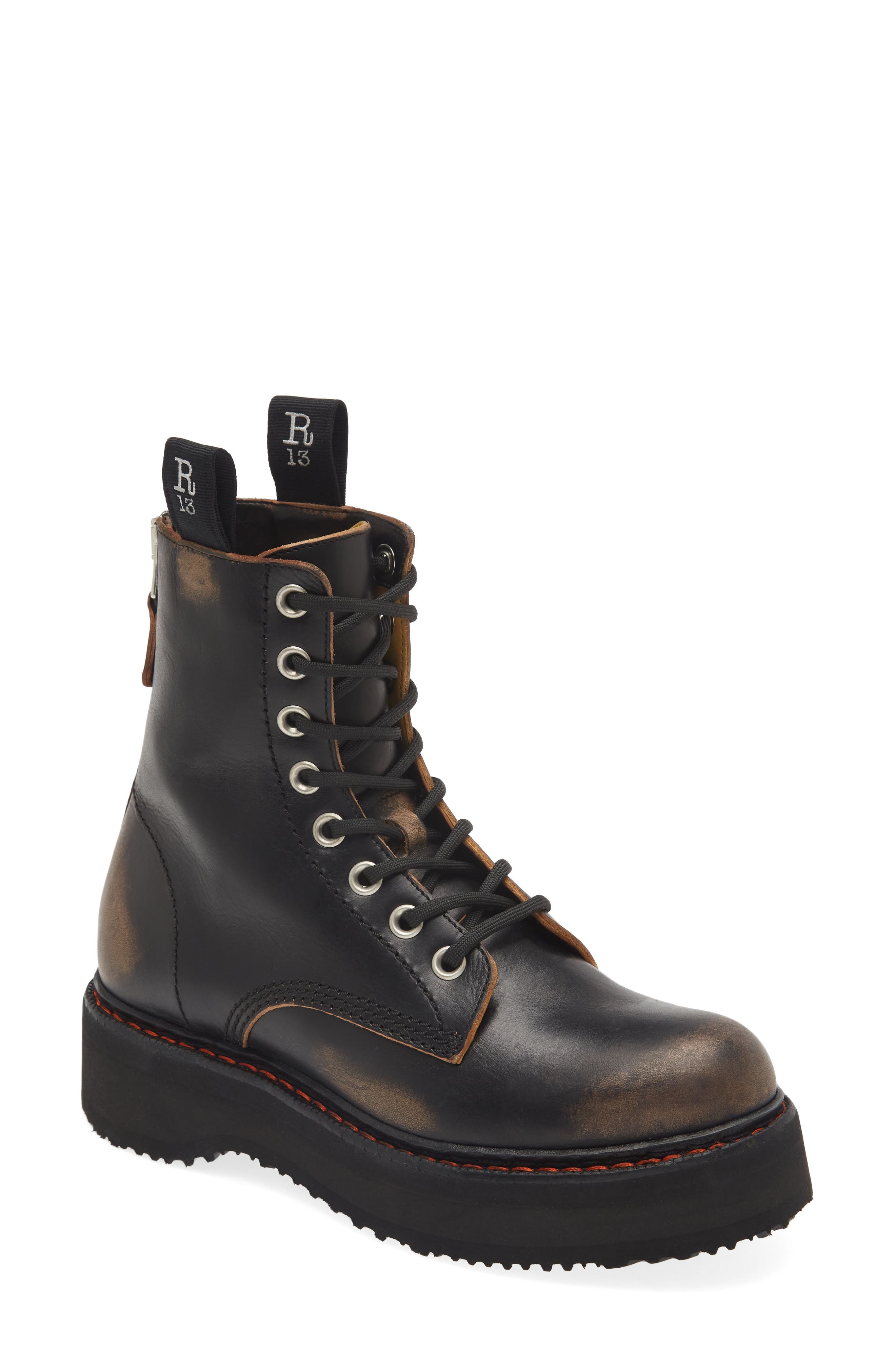 R13 Platform Combat Boot, Main, color, Black