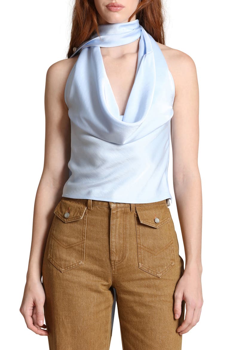 Satin Halter Top, Main, color, ICE BLUE