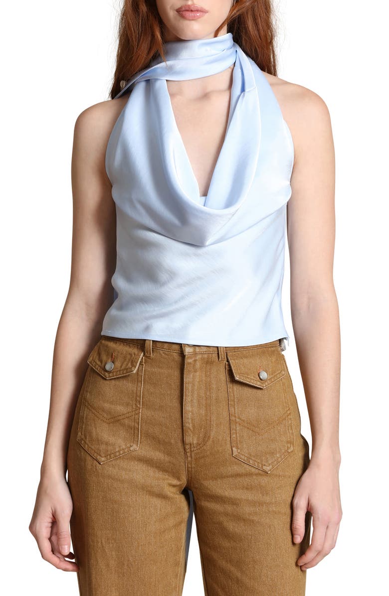 Avec Les Filles Satin Halter Top, Main, color, Ice Blue