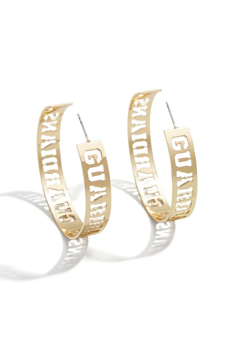 x Baublebar Cleveland Guardians Large Cutout Hoop Earrings, Main, color, Gold
