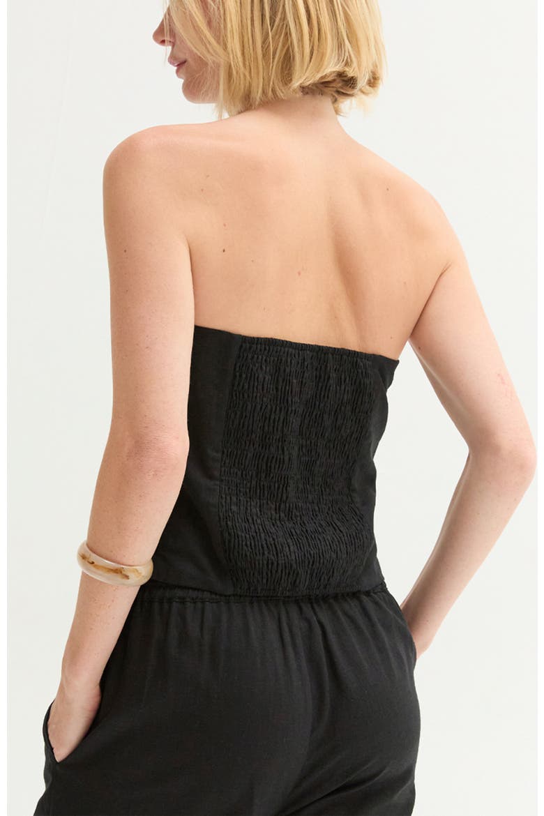 Asymmetric Hem Linen Blend Tube Top, Alternate, color, Black/White
