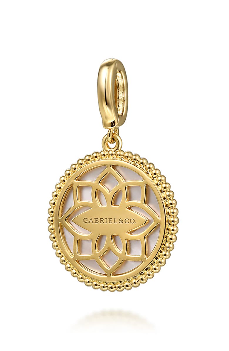 Gabriel & Co. Bujukan Mother-of-Pearl & Diamond Compass Charm, Alternate, color, Gold