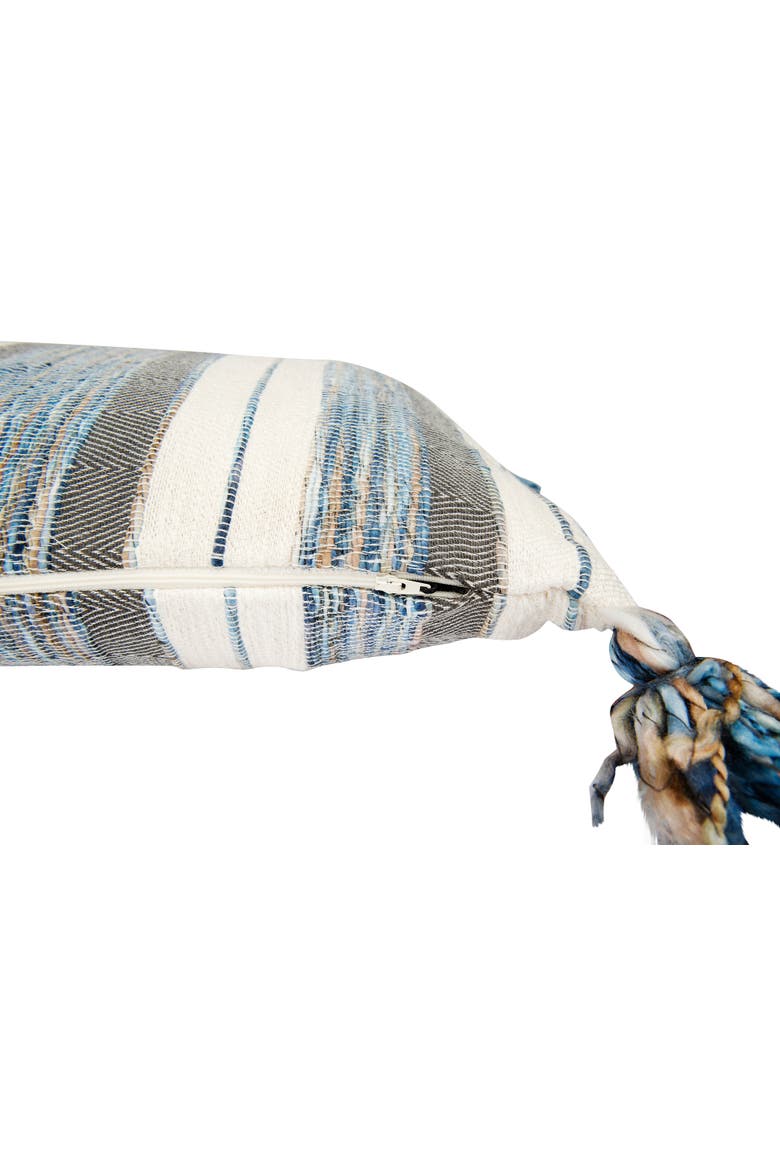 Cotton Knit Throw Pillow with Ruffle Edge, Multicolor, Alternate, color, Blue
