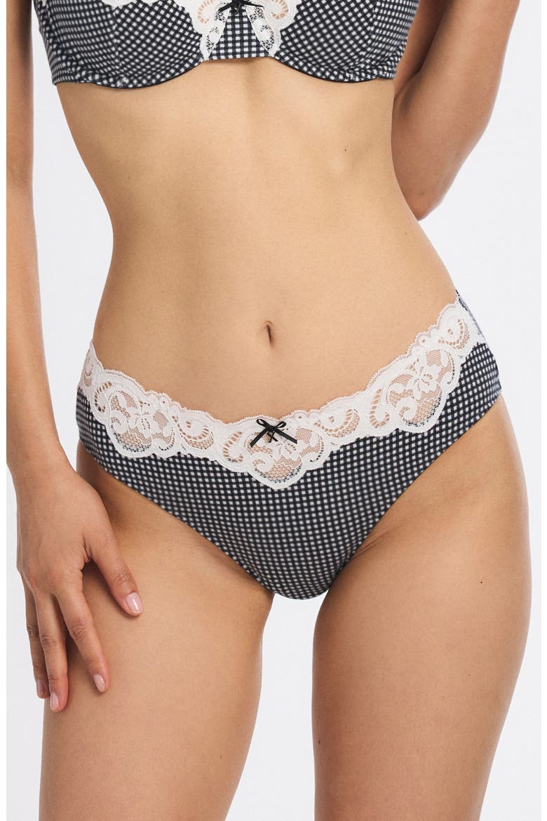 Swirly Girly Hipster Briefs, Main, color, BLACK CAVIAR CHECK EFFECT