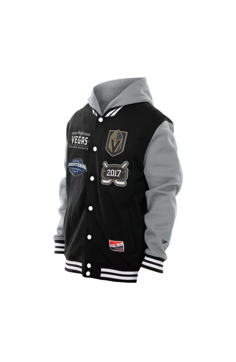 New Era Men's New Era Black/Grey Vegas Golden Knights Full-Snap Fleece Hoodie Jacket, Alternate, color, Black