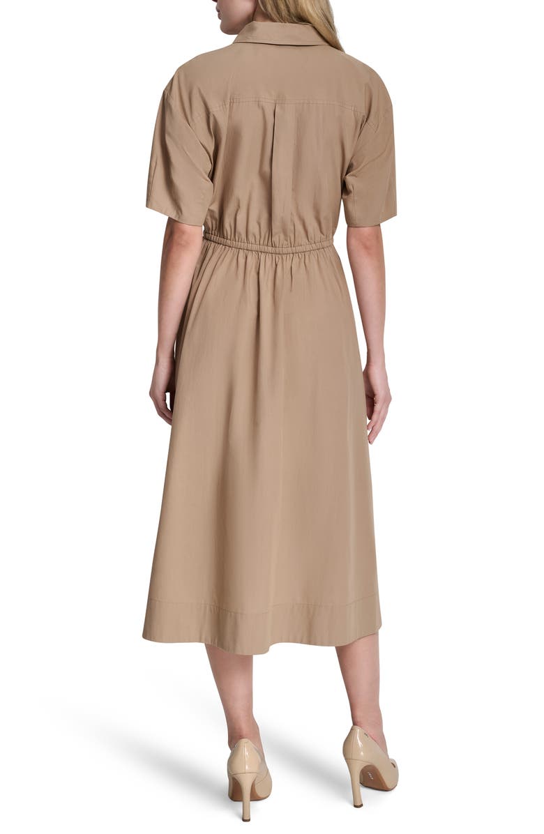DKNY Zipped Cotton Shirtdress, Alternate, color, Cappuccino