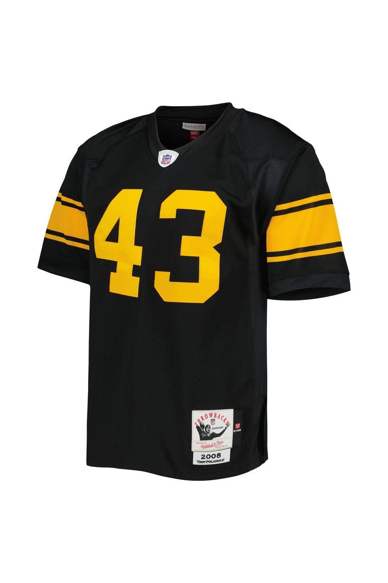 Men's Mitchell & Ness Troy Polamalu Black Pittsburgh Steelers 2008 Authentic Throwback Retired Player Jersey, Alternate, color, Black