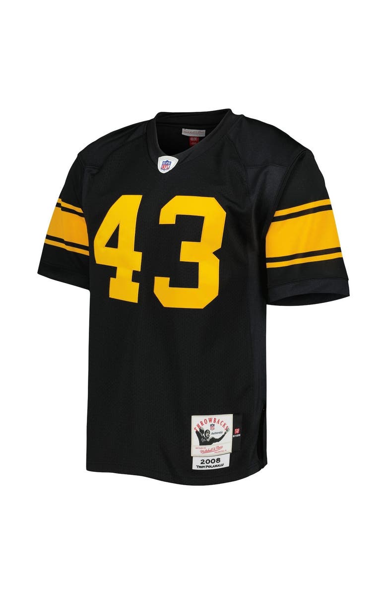 Mitchell & Ness Men's Mitchell & Ness Troy Polamalu Black Pittsburgh Steelers 2008 Authentic Throwback Retired Player Jersey, Alternate, color, 