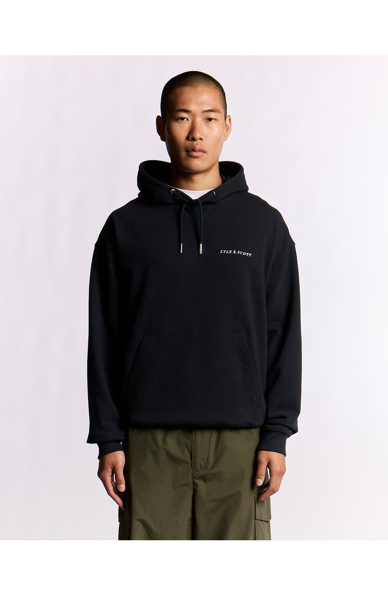 Lyle & Scott Script Brushback Pullover Hoodie, Alternate, color, Dark Navy