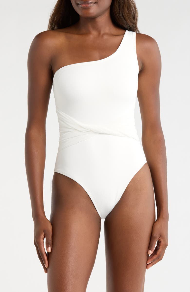 Hutch Floral Twist Front One-Shoulder One-Piece Swimsuit, Main, color, 