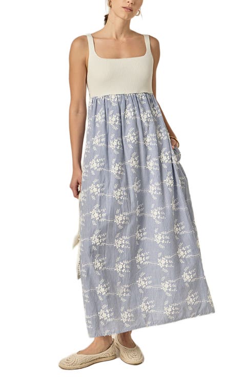 Sleeveless Tie Back Mixed Media Midi Dress