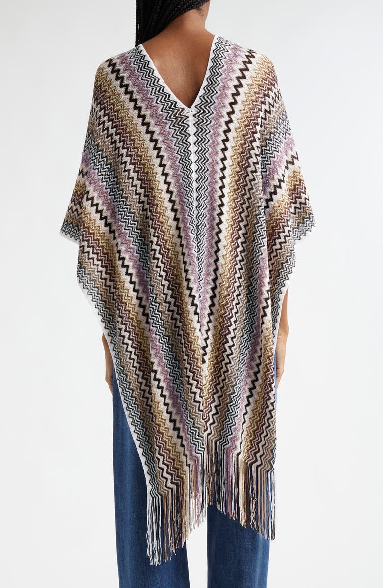 Missoni Chevron Stripe Fringe Poncho, Alternate, color, 