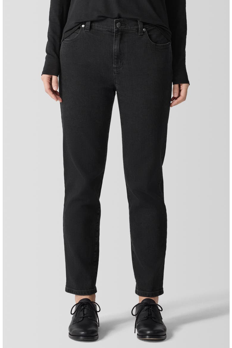 High Waist Ankle Slim Jeans, Main, color, BLACK