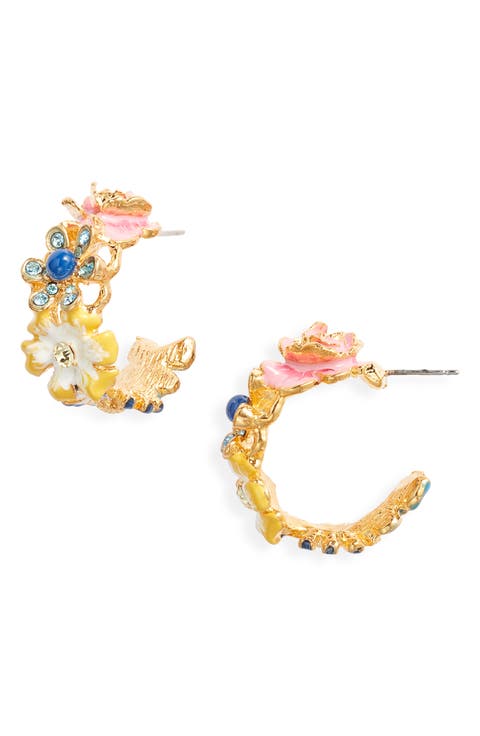 Flower Hoop Earrings