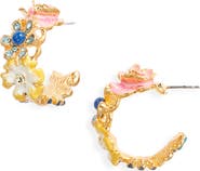 Kenneth Jay Lane Flower Hoop Earrings