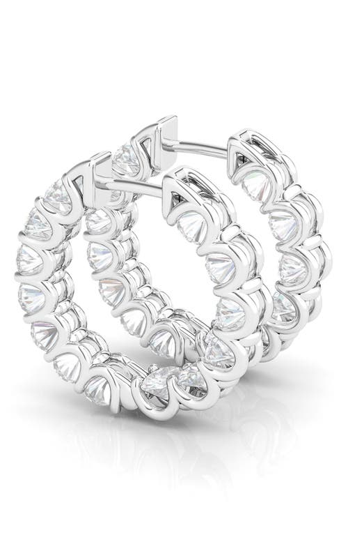 Hautecarat Oval Lab Grown Diamond Inside Out 18k Gold Hoop Earrings In Metallic