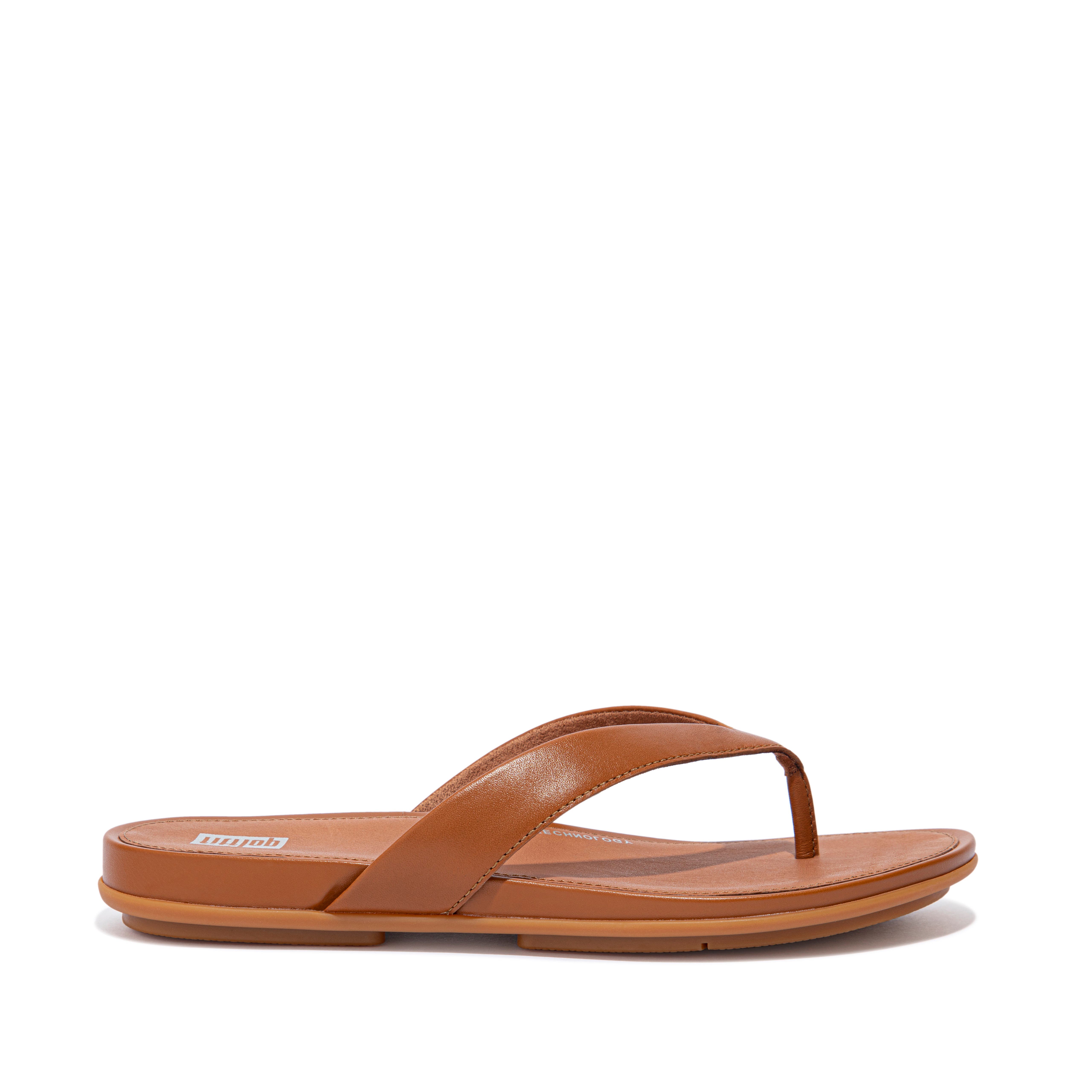 FitFlop Gracie Leather Flip-Flops, Alternate, color, Light Tan