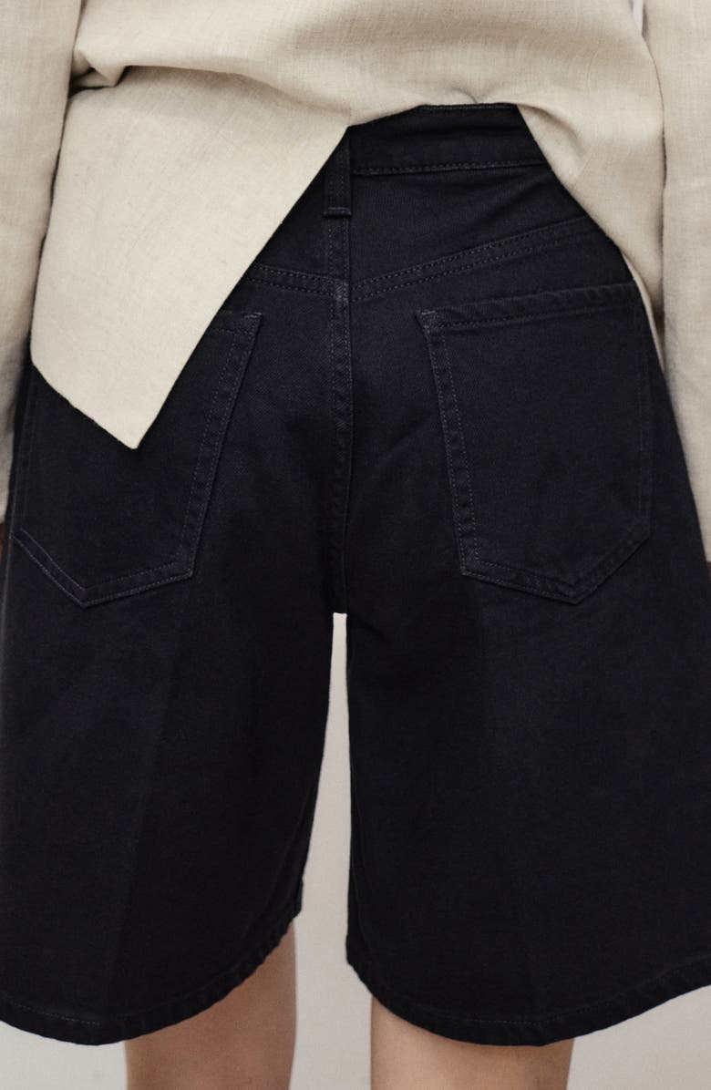 MANGO High Waist Denim Bermuda Shorts, Alternate, color, Black Denim
