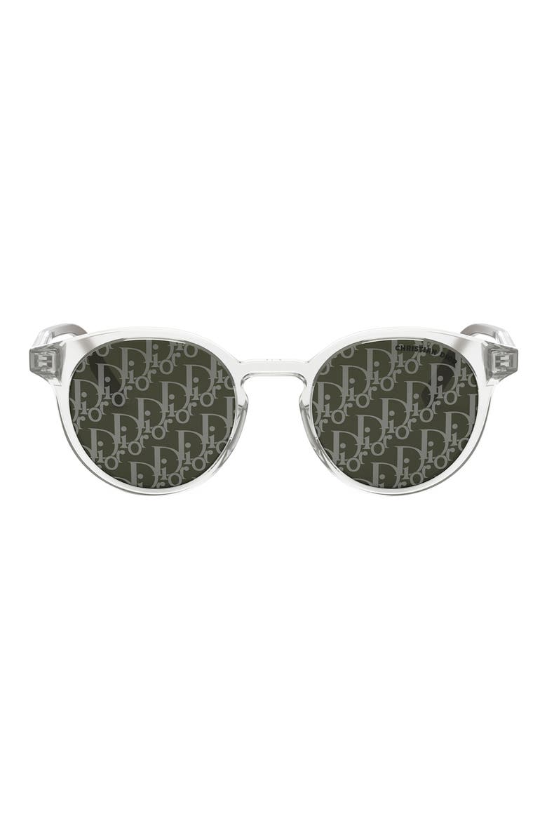 'DiorTag R1I 49mm Small Mirror Round Sunglasses, Main, color, GREY/ OTHER / SMOKE MIRROR