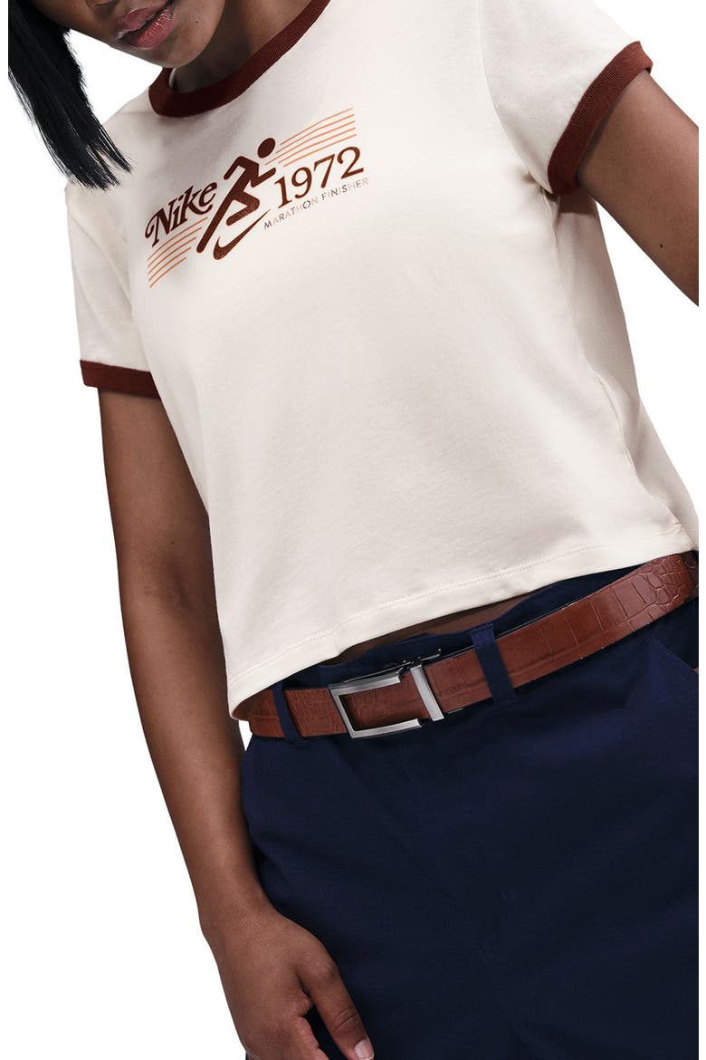 Sportswear Crop 1972 Marathon Ringer T-Shirt, Alternate, color, PALE IVORY/ FAUNA BROWN