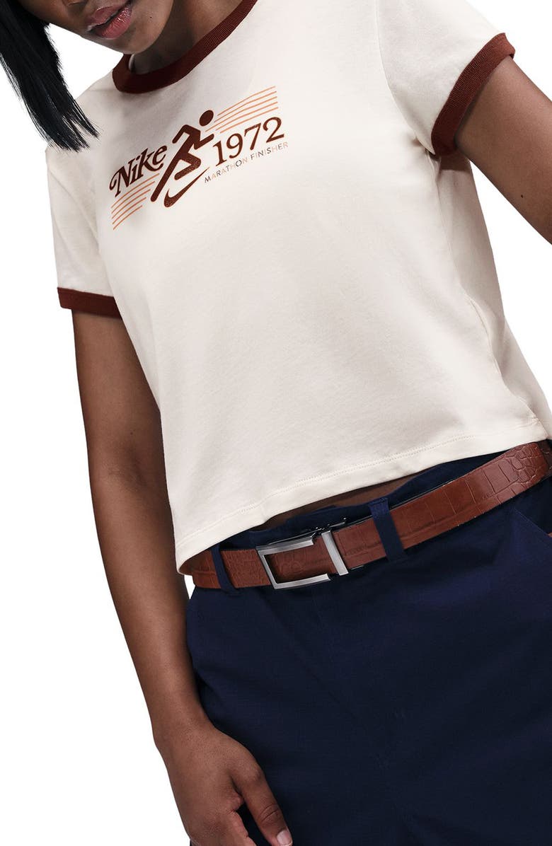 Nike Sportswear Crop 1972 Marathon Ringer T-Shirt, Alternate, color, Pale Ivory/ Fauna Brown