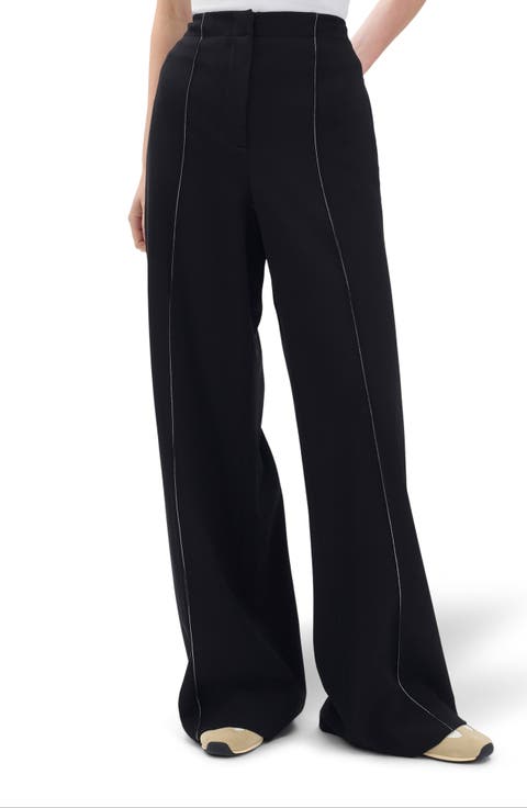 Irina Contrast Stitch Straight Leg Pants