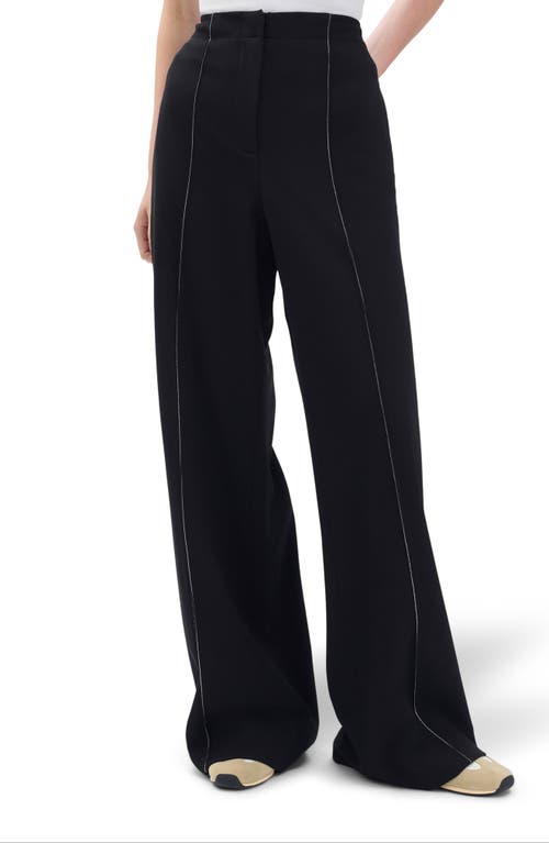 Rag & Bone Irina Contrast Stitch Straight Leg Pants In Black