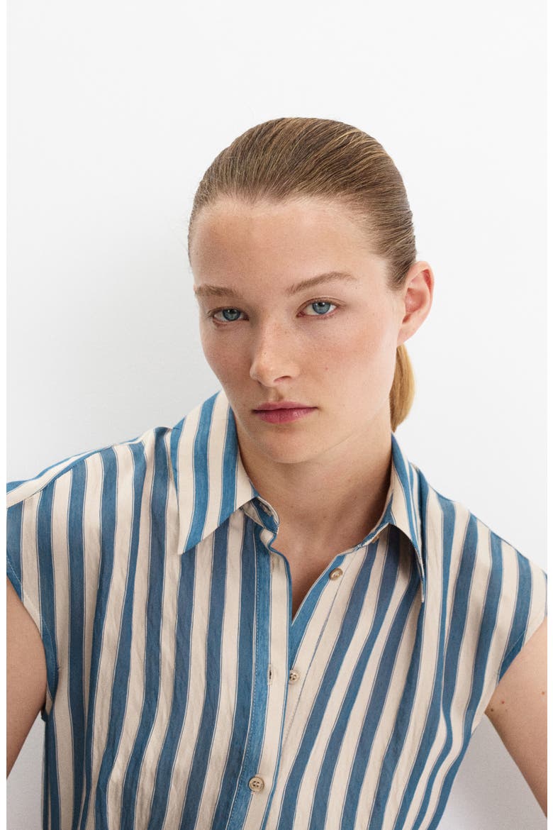 Striped Shirtdress with Sash, Alternate, color, BLUE