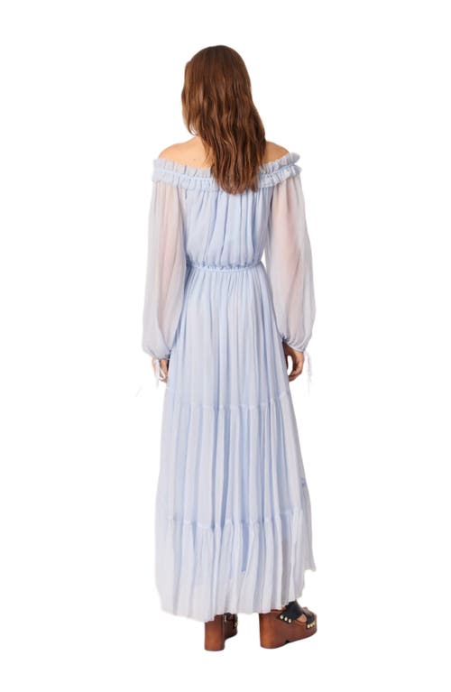 Maje Risata Chiffon Midi Dress In Blue Sky