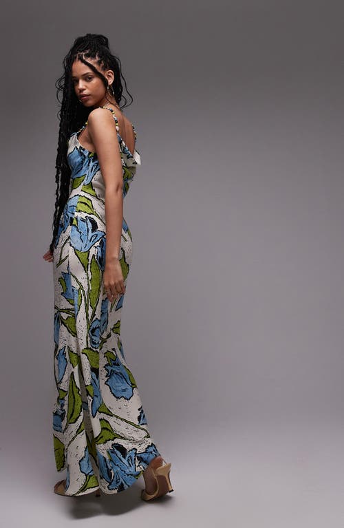 Topshop Cowl Neck Midi Slip Dress With Beaded Straps