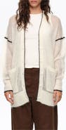 BIMBA Y LOLA Long Mohair Cardigan with Contrast Trim