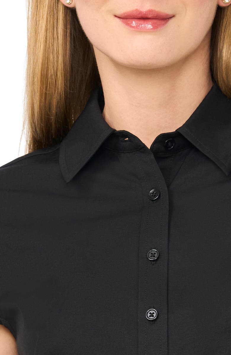 Ted Baker Cap Sleeve Button-Up Shirt, Alternate, color, Rich Black