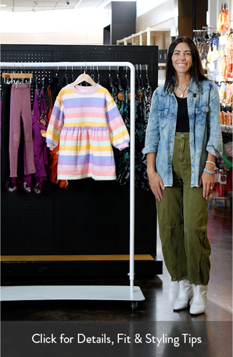 Kids' Stripe Long Sleeve Drop Waist Dress, sales video thumbnail