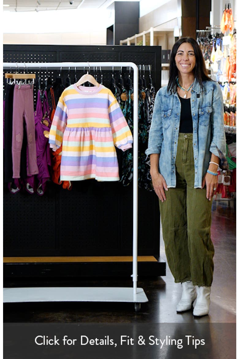 Kids' Stripe Long Sleeve Drop Waist Dress video