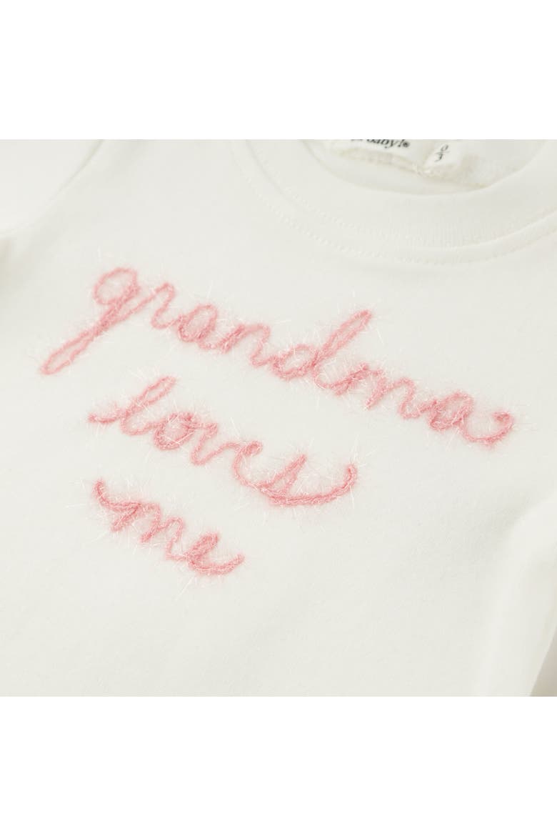 Grandma Loves Me Pink Embroidered Two Piece Set, Alternate, color, Cream