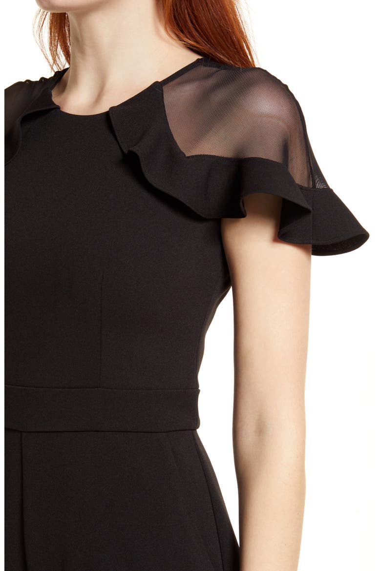 Illusion Ruffle Shoulder Jumpsuit, Alternate, color, BLACK