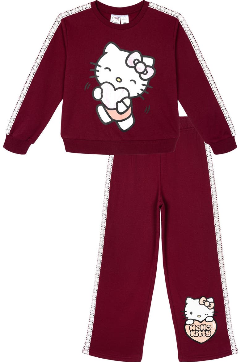 Fleece Sweatshirt and Pants Set, Main, color, Deep Burgundy