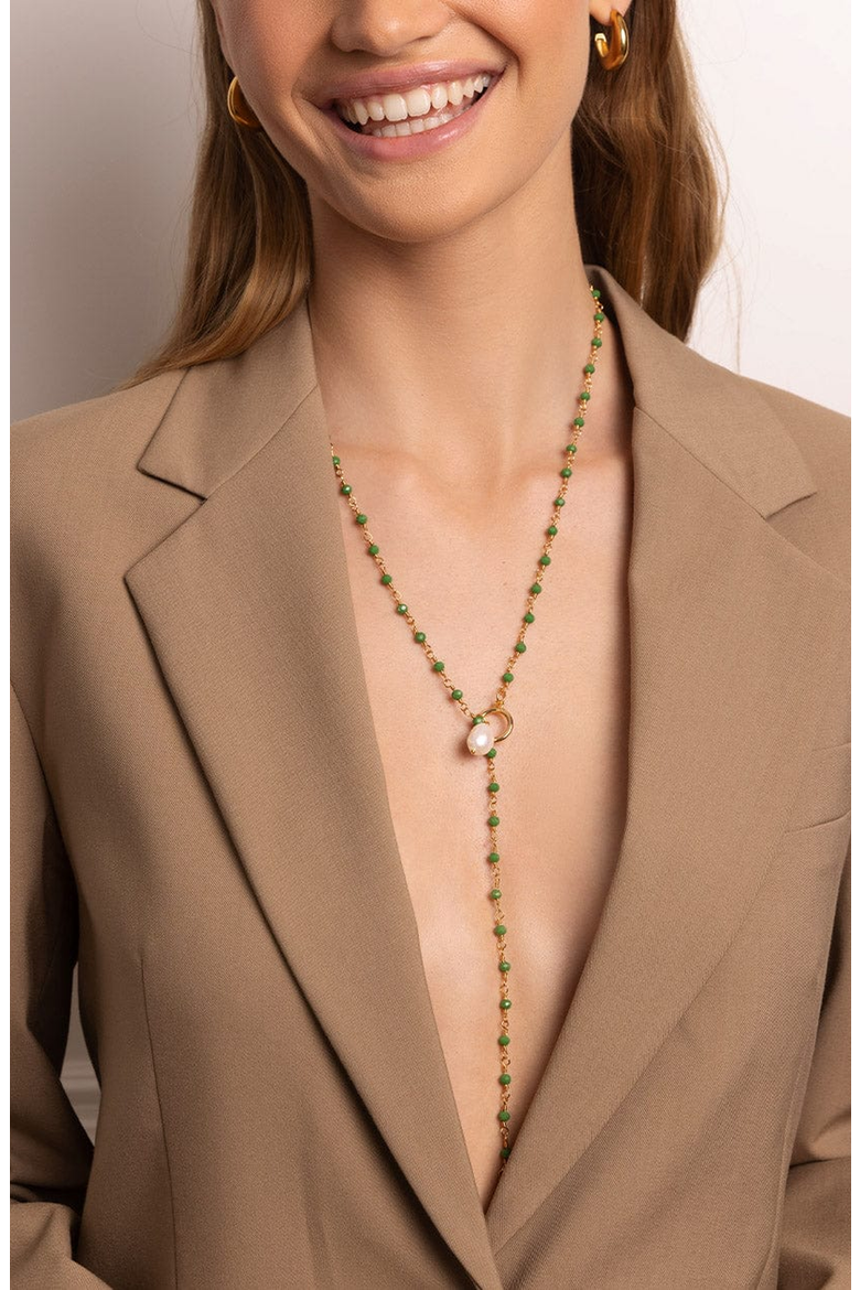 CZ Pearl Wrap Necklace, Alternate, color, Green