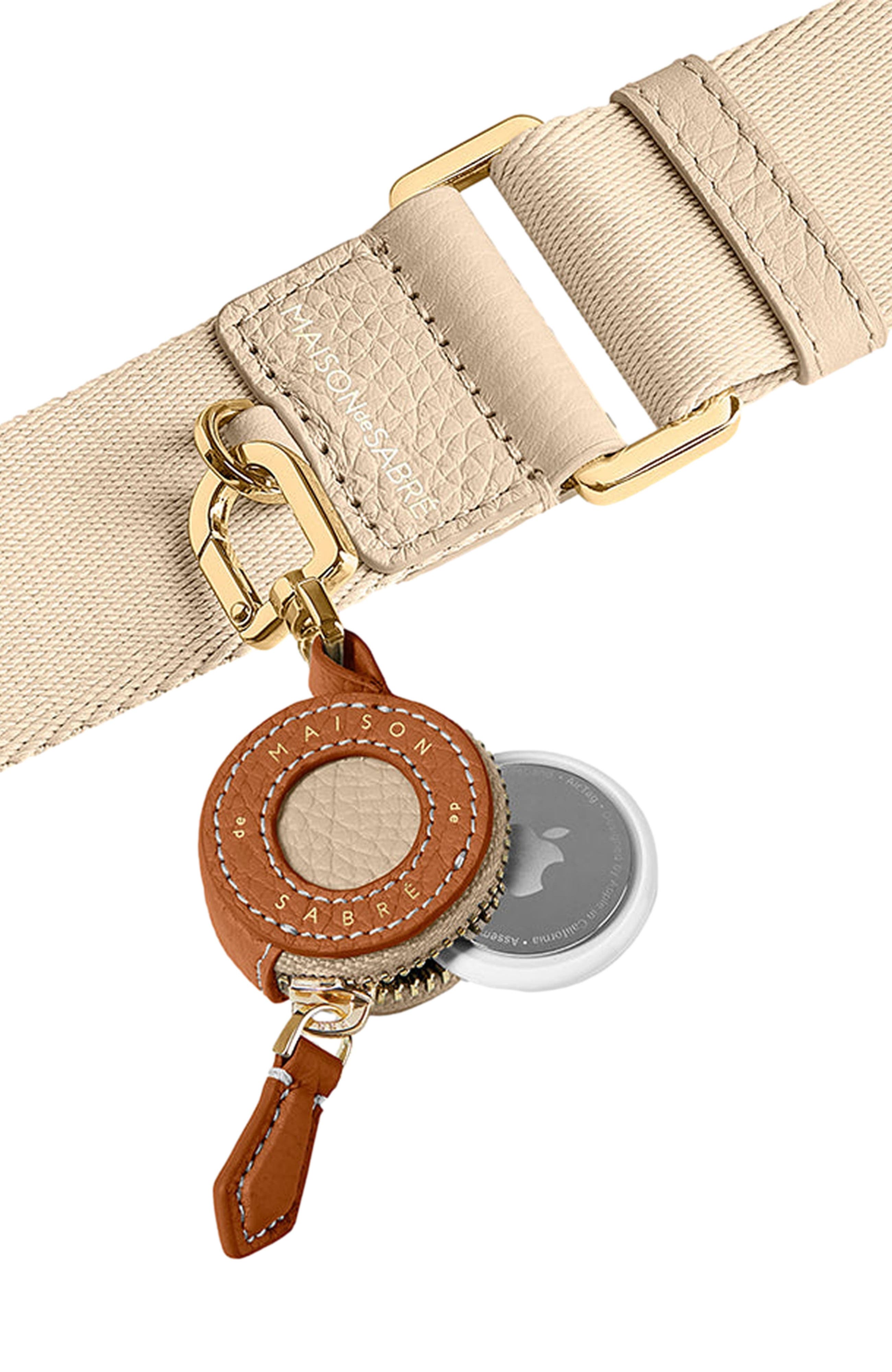Leather AirTag Charm, Alternate, color, Pecan Nude