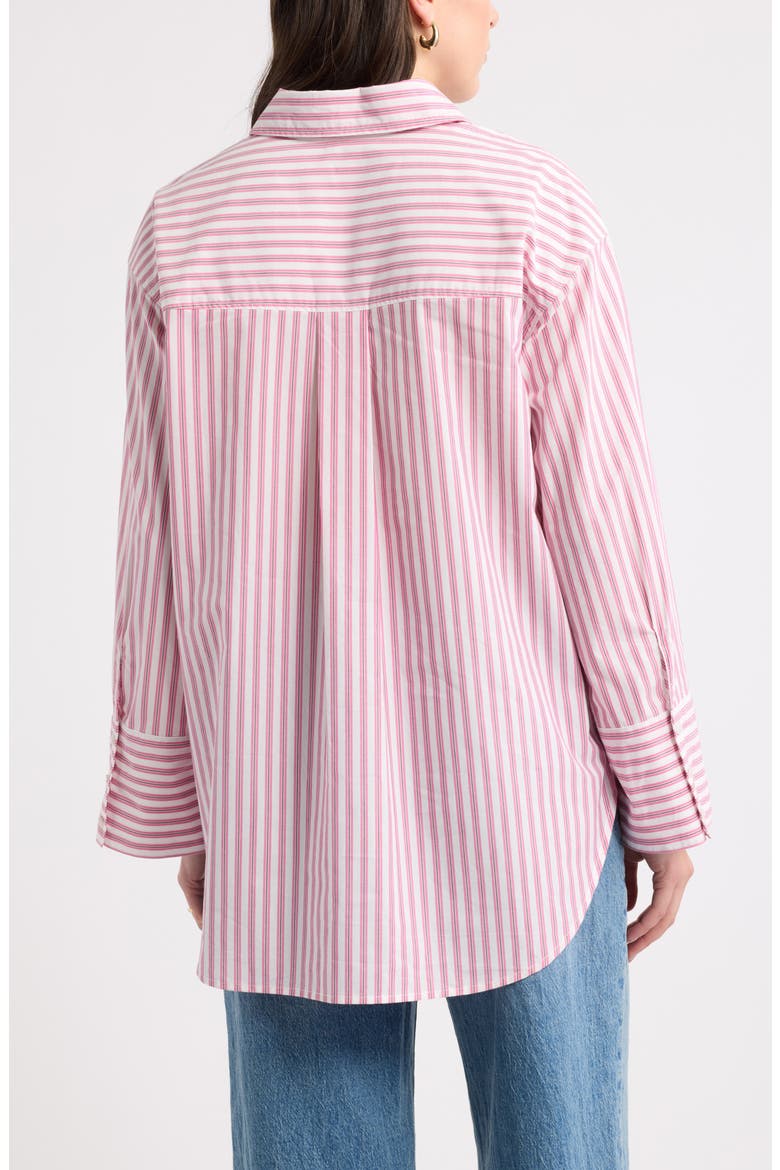 Stripe Cotton Poplin Button-Up Shirt, Alternate, color, IVORY- PINK WILLA STRIPE