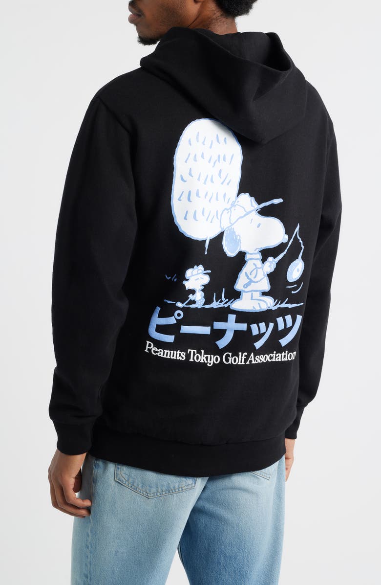 The Forecast Agency Peanuts<sup>®</sup> Tokyo Golf Graphic Hoodie, Alternate, color, Black