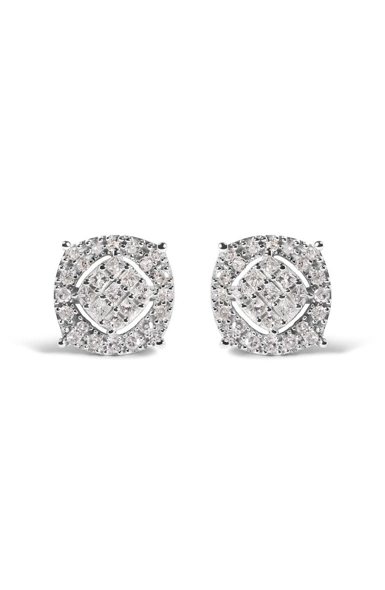 Haus of Brilliance 10K White Gold 1/2 Cttw Diamond Composite Stud Earrings, Main, color, White