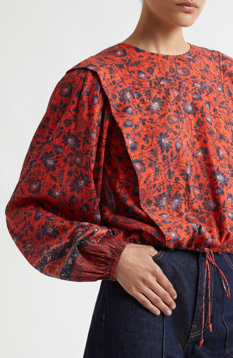 Ulla Johnson Prisha Drawstring Hem Cotton Blend Top, Alternate, color, 