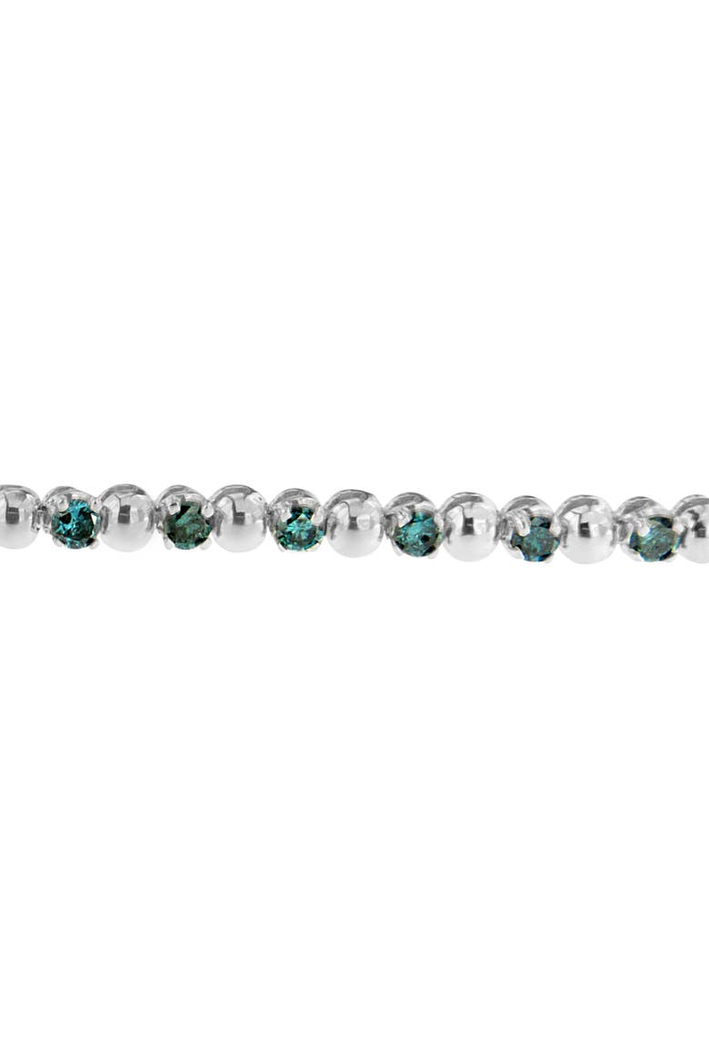 14K White Gold Round-Cut Blue Diamonds Bracelet, Alternate, color, White