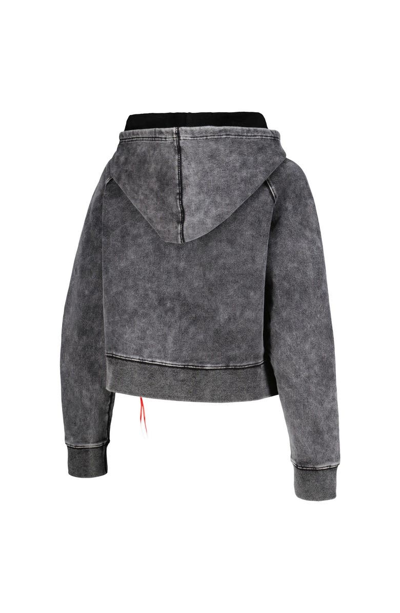 KADYLUXE Women's Black Colorado Buffaloes Vintage Wash Raglan Cropped Boxy Pullover Hoodie, Alternate, color, Black