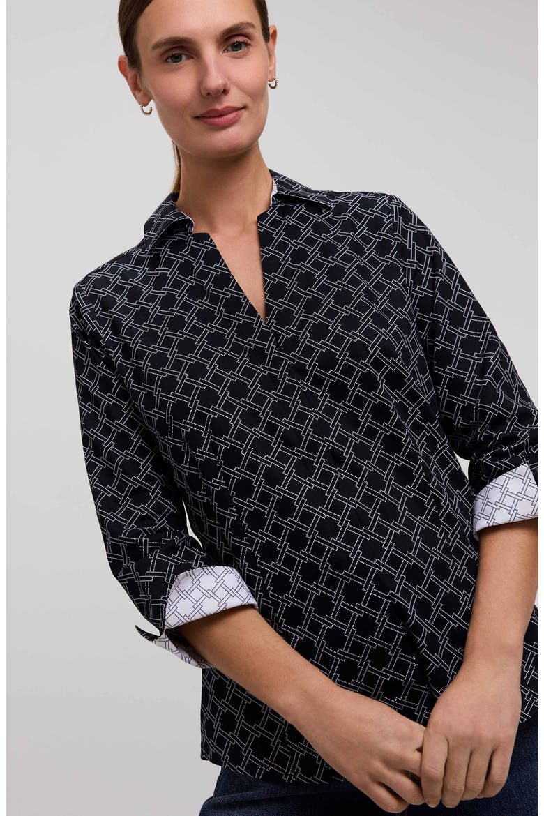 Taylor Geo Print Cotton Button-Up Shirt, Alternate, color, BLACK/ WHITE