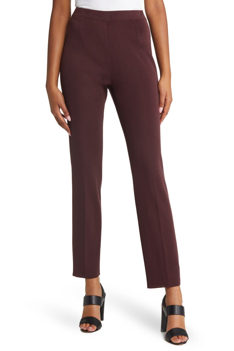 Pull-On Straight Leg Pants, Main, color, AUBURN BROWN
